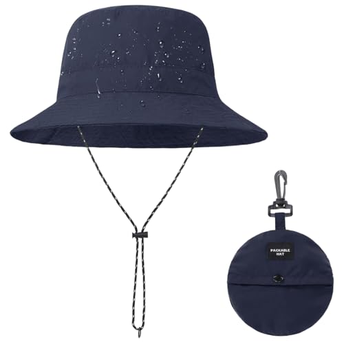 ZKGYUS Sombrero de Pescador Plegable, Parasol para Mujer y Hombre, Sombrero de Caza Impermeable de Verano, Adecuado para Pesca al Aire Libre, Senderismo, Camping, Viajes, Azul Marino