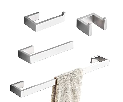 Towel Bar Set, 4Pcs Bathroom Hardware Accessory Set Brushed Nickel, SUS304 Stainless Steel Bath Hardware Set, Towel Rod with Toilet Paper Holder, Towel Bar and Double Robe Hook. Towel Bar Set, 4Pcs Bathroom Hardware Accessory Set Brushed Nickel, SUS304 Stainless Steel Bath Hardware Set, Towel Rod with Toilet Paper Holder, Towel Bar and Double Robe Hook.