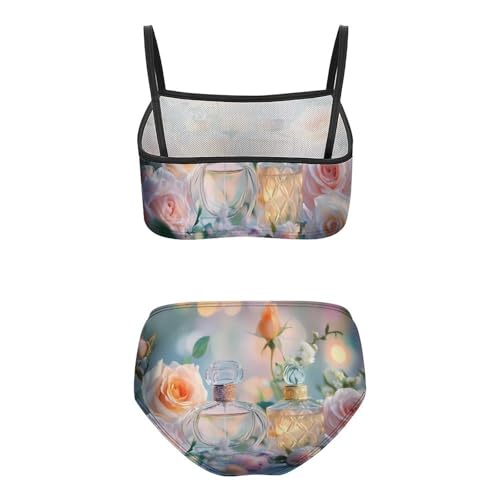 Perfume Rose Floral Girls Bikini Swimsuit Two Piece Bathing Suit Beach Swimwear2