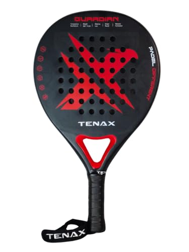 Pala Padel Guardian Tenax, Full Carbon, Superficie rugosa, Balance bajo, Goma EVA Soft, Forma Redonda, Hombre y Mujer