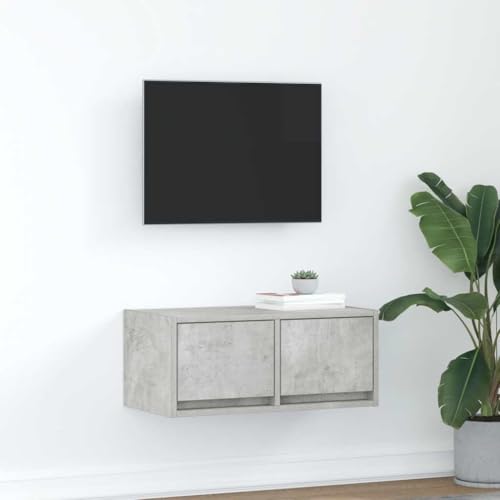 Meuble TV moderne gris béton suspendu pour optimiser les petits salons - 3
