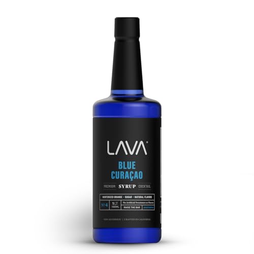LAVA Premium Blue Curacao Syrup, 33.8oz (1-Liter), Made with 100% Sugar, Orange Extract, No...