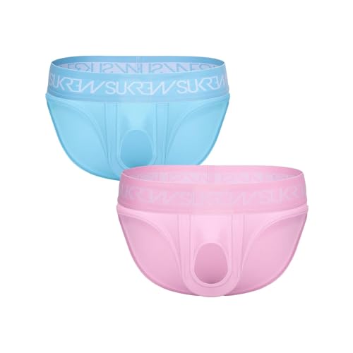 Slips hommes SUKREW U-Style Brief lot de 2 sous-vêtements confortables Breeze Blue Summer Pink