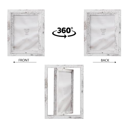 eletecpro 2 Pack 5x8 Rotating Floating Picture Frames Tabletop Display, Distressed White