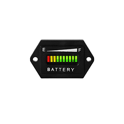 Runleader Jauge du compteur d'état de charge de la batterie 12/24V,indicateur de batterie au plomb Indicateur de batterie pour chariot de golf,chariots élévateurs,Star Car,Yamaha (BI001-12/24V) Cover