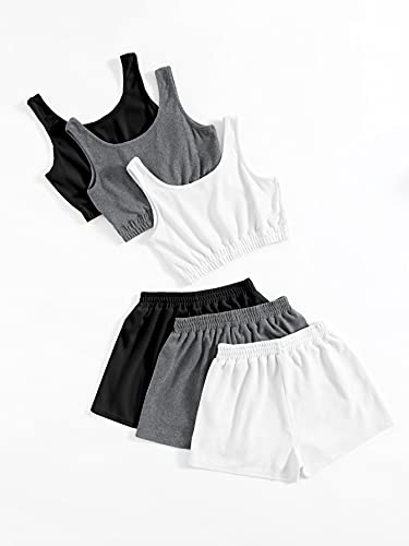 Image of GORGLITTER Women's 6 Pieces Going Out Outfits Cute Crop Tank Top and Shorts Sets Summer Vacation Beach Cruise Clothes