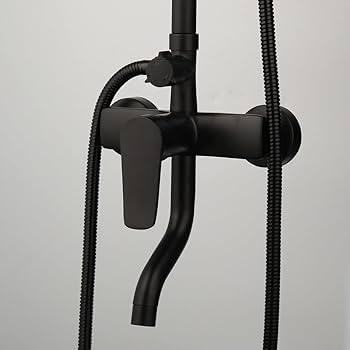 Image of X-XONIER SS Shower Set 3-in-1 Height Adjustable Set with Overhead and Handheld, 3 Modes, Moveable Tub spout Black