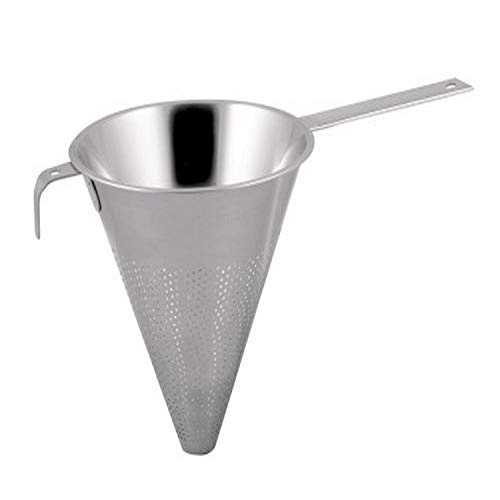 Paderno World Cuisine Stainless Steel Strainer with Granular Size Perforations, 9-1/2-Inch