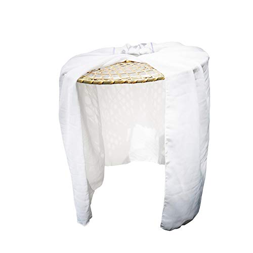 Sunnyhill Handmade Chinese Ancient Chivalrous Heroine Bamboo Hat With Veil White #TOP5