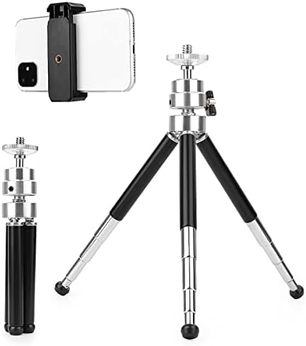 Tripod for Phone and Webcam, 4-9 inch Extendable Phone Webcam Tripod Stand with Phone Holder, (2rd Generation,Double-Layer), Lightweight Mini Tripod