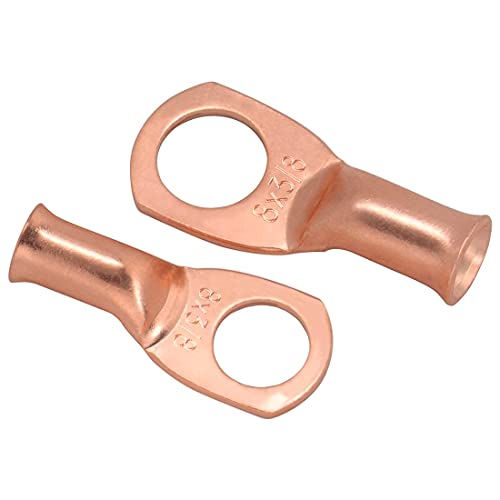 6pcs 8 Awg - 3/8" (M10) Sanuke Wire Lugs Ring Terminal Connectors Ends Heavy Duty for Battery Cable Lug Wire Electrical Eyelets with 3:1 Dual Wall Adhesive Heat Shrink