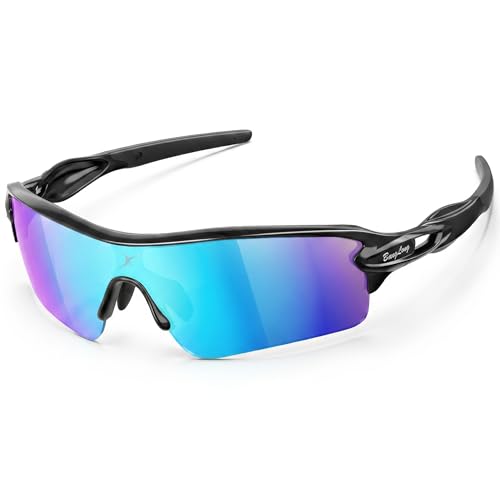 Image of BangLong TAC Polarized Sports Sunglasses UV400 for Men Women | TR90 Lightweight Frame, Adjustable Non-slip Nose Pads, RX Insert Included, Wrap-Around Design for Running Cycling Baseball