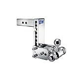B&W Trailer Hitches Chrome Tow & Stow Adjustable Trailer Hitch Ball Mount - Fits 2' Receiver, Tri-Ball (1-7/8' x 2' x 2-5/16'), 7' Drop, 10,000 GTW - TS10049C
