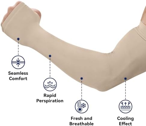 Arm Sleeves for Men Women to Cover Arms with Thumb Holes, Sun UV Protection Arm Warmers, for Volleyball Football Golf
