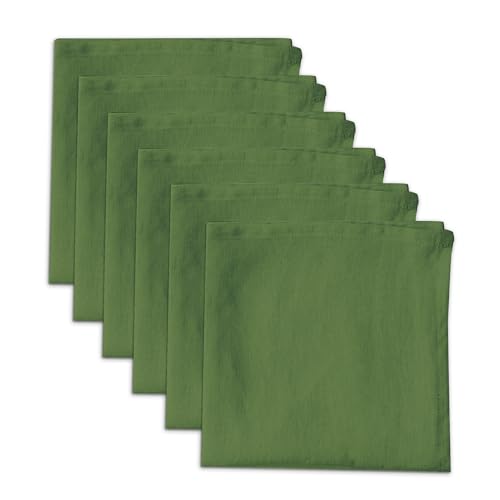 Linendo 100% Pure Linen Dinner Cloth Napkins 15 x 15 Inch Green - Set of 6 Pack European Flax Natural Fabric Washable for Home and Kitchen by linendo - Used condition - US$21.17