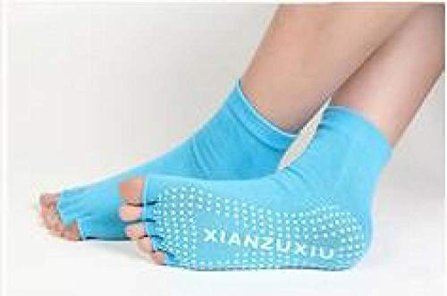 Zyf Fac 5 pairs/lot Pilates Toe Socks Non slip Durable Pilates Socks Half Toe Ankle Grip cool Five Finger sock (Color : Blue, Size : One Size)
