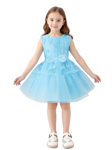 ROYLAMP Girls Princess Dress Kids Summer Ruffle Tulle Dresses Sleeveless Toddler Swiss Dot Sundress
