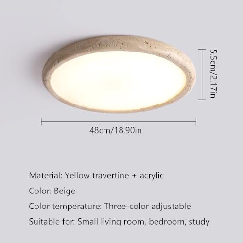 Plafonnier de style japonais en travertin jaune véritable 48cm - 7