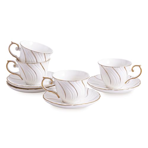 Agyiuns Ceramic Mini Espresso Cups Set of 4,3oz Espresso Mugs wit...