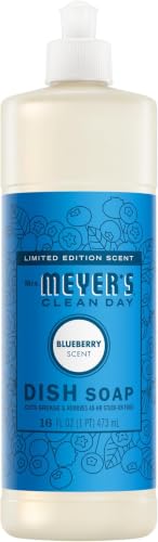 Image of Mrs. MEYER'S CLEAN DAY Liquid Dish Soap, Blueberry Scent, 16 Fl Oz Bottle (Pack of 6)