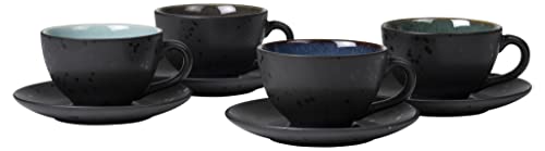 BITZ Tasse avec soucoupe Dia. 10 x 6 cm 24 cl 4 pcs Assortiment