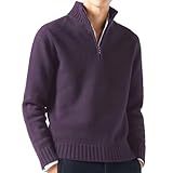 bivoo maglione da uomo in cashmere con cerniera,felpe pullover in lana casual a tinta unita a manica lunga,maglione con zip da uomo (x-large,viola)