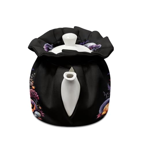 Image of Halloween Tea Cozy for Teapot Black Cat Tea Cosy with Insulated Pad Heat Resistance Kettle Cover Coffee Pot Dust Cover Halloween Tabletop Decor for Kitchen