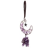 Abaodam 車用ムーンくりすたる吊り下げ装飾 バックミラー飾り 窓 壁 バッグ用ペンダント 女性向けインテリアアクセサリー