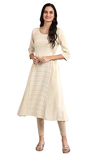 Image of Aurelia Women Striped Rayon A-Line Kurta
