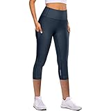 Lulupi Damen Sportleggings 3/4 Laufhose Sporthose Tights High Waist Taschen Leggings Fitness Yoga Hose Lange Stretch Fitnesshose Trainingshose Workout Gym Pants