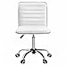 Furmax Mid Back Vanity Chair for Makeup Room, Low Back PU Leather Swivel Computer Desk, Task and Office Chair Retro with Armless Ribbed (White)