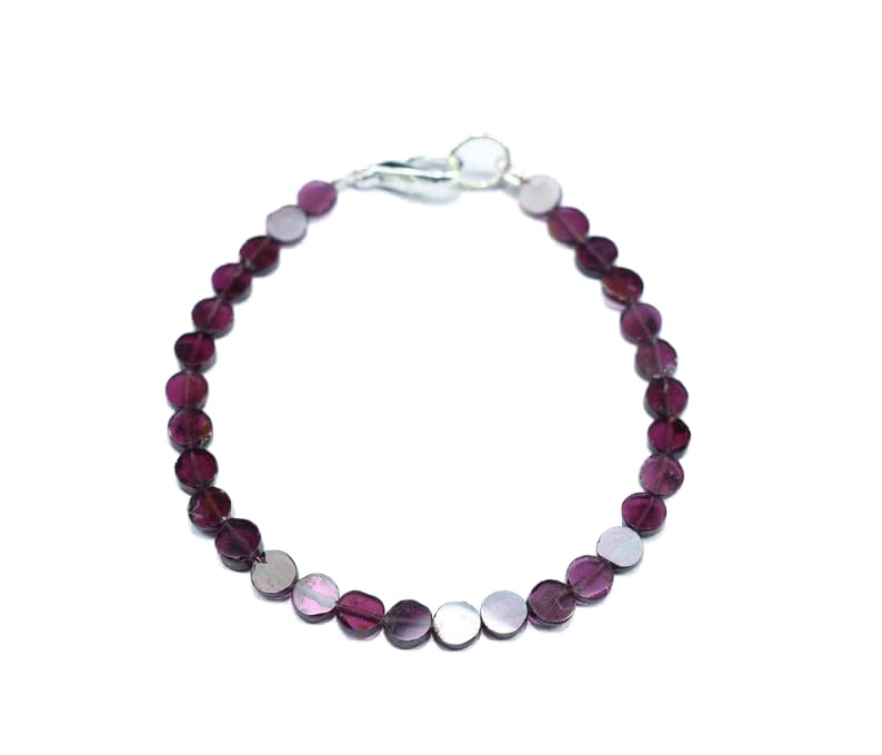 Bracelet grenat 5mm sous forme de pièces de monnaie cadeau unisexe élégant