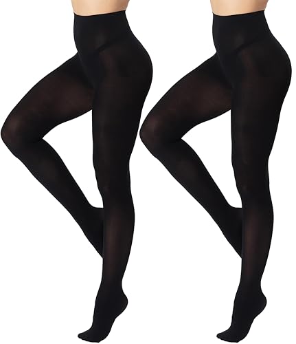 Image of DUCMODA Womens 80 Denier Opaque Tights, Women's Soft Solid Color Footed Pantyhose, High Waist Stocking with 30+ Colors