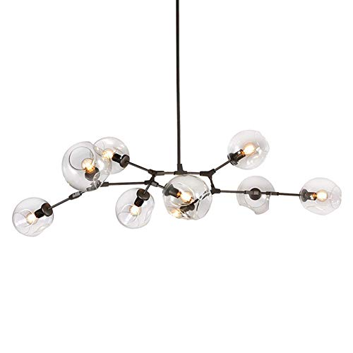 LRUII E27 Sputnik Chandelier Modern Chandelier Mid Century During Lighting Adjustable Ceiling Light Fixture for y Bar Kitchen Dining Room-Clear lampshade 8 Head