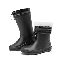 DREAM PAIRS Kids Rain Boots Boys Girls Lightweight Boots Waterproof Easy-on Outdoor Playing Rain Boot Unisex-Child,Size 7 Little Kid,All Black,SDRB2401K