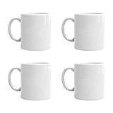 16 OZ Porcelain Coffee Mugs, Smilatte Classic Blank Ceramic Cup with Large Handle for Tea Latte Cappuccino, Set of 4, White