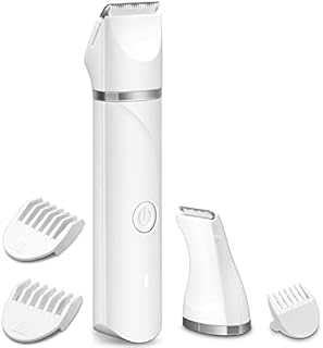 Gengki Electric Razor for Women, 2&1 Bikini Pubic Hair Trimmer Shaver for Women Sensitive Skin, Painless Hair Clippers Removal Kit, White