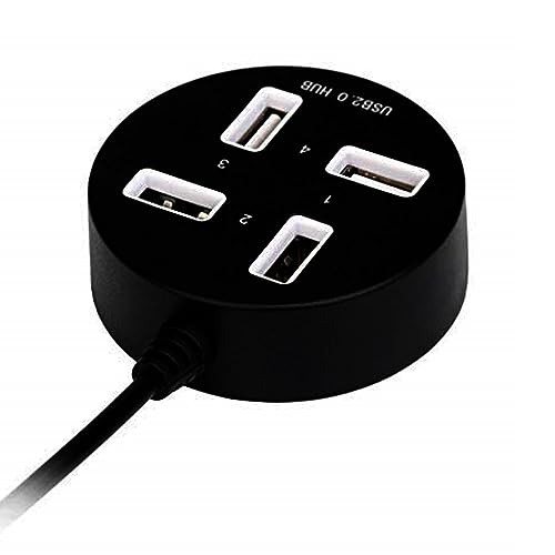 Image of XIKKART 4 Port USB hub, High Speed 4 Port USB 2.0 Multi HUB Splitter Expansion Round Shaped 4 Port USB 2.0 with Support Up to 1TB Multi Hub Adapter for Desktop PC
