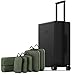 LEVEL8 Koffer Trolley Leicht Hartschalenkoffer mit 6PCS Packwürfel, Reisekoffer Handgepäck,TSA,100% PC,4 Rollen Micro-Diamond Textured Design Kabinenkoffer (54cm, 40L, Schwarz)