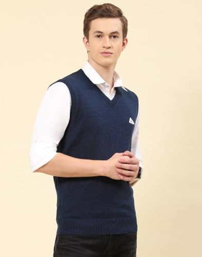 Image of Monte Carlo Men Regular Fit Sleeveless Solid V Neck Winter Sweater (Pack of 1)
