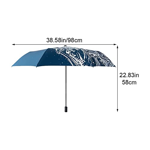 Parapluie résistant au vent et à l'eau avec vagues imprimées chic - 4