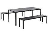 Beliani Praktisches Gartenmöbel Set Kunstholz 2 Bänke Tisch schwarz Nardo