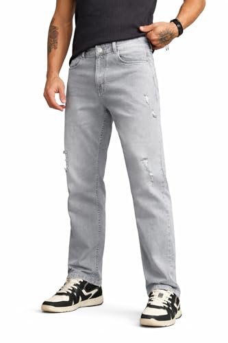 Image of The Souled Store Straight-Fit Denim: Men and Boys Cotton Blend Straight Fit Cargo Pockets Lightweight Everyday All-Season Denim Jeans