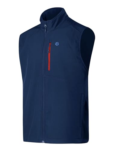 Image of Men's Windproof Vest Lightweight Casual Fleece-lined Softshell Sleeveless Jacket for Travel Hiking Running Golf