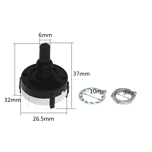 Commutateur de bande rotatif RS26 plastique 1 pôle 12 positions axe 21mm - 4