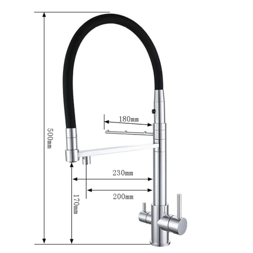 Mitigeur de cuisine flexible à double levier et robinet d'eau potable - 3