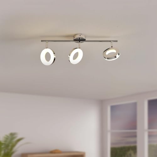 LED Deckenspot Cecilia in Chrom und Wei&szlig; 3x 4W 1200lm, Led Deckenstrahler, Wohnzimmerleuchte modern Aufbaustrahler B&uuml;ro Deckenleuchte LED Deckenlampe K&uuml;che Wohnzimmerlampe K&uuml;chenleuchte Aufbauspot