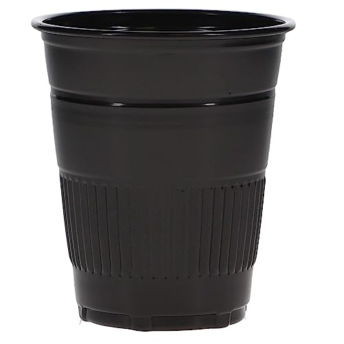 HSB 109260, Disposable Drinking Cups, 5oz, Thick-Walled & High-Gloss Finish, Easy-Grip Embossed, Double-Rolled Lip for Comfort, Black, 1000/Pk