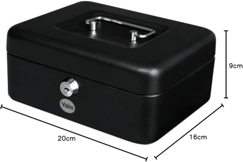 Yale Geldkassette YCB/090/BB2, Medium, 3 L, Schwarz – Robustes Metall, Schlüsselschloss mit 2 Schlüsseln, Traggriff, Abnehmbares Münzfach… – Ansicht 2