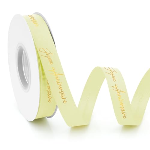 Ruban Satin Jaune Clair 15mm 23m - Décoration pour Anniversaire, Noël, Emballage Cadeau - Ruban Tissu, Couture, Soie, Décoratif